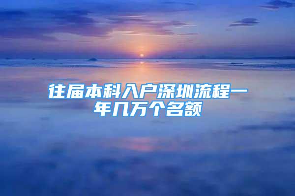 往届本科入户深圳流程一年几万个名额