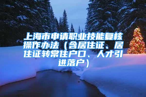 上海市申请职业技能复核操作办法（含居住证、居住证转常住户口、人才引进落户）