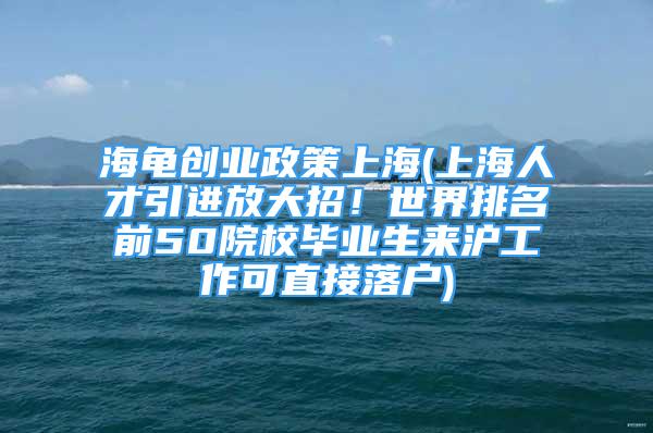 海龟创业政策上海(上海人才引进放大招！世界排名前50院校毕业生来沪工作可直接落户)