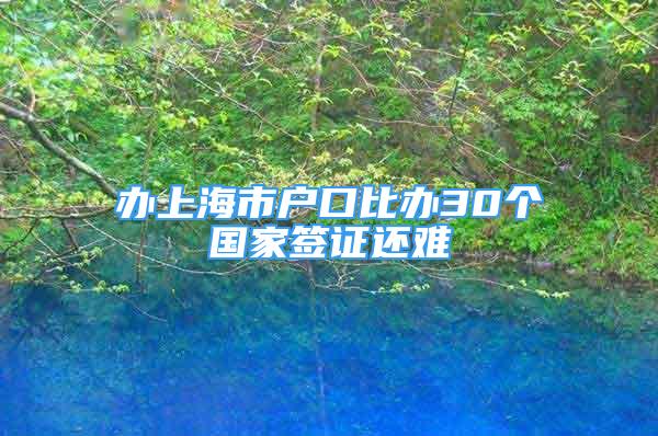 办上海市户口比办30个国家签证还难