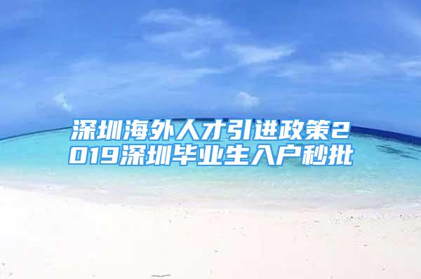 深圳海外人才引进政策2019深圳毕业生入户秒批