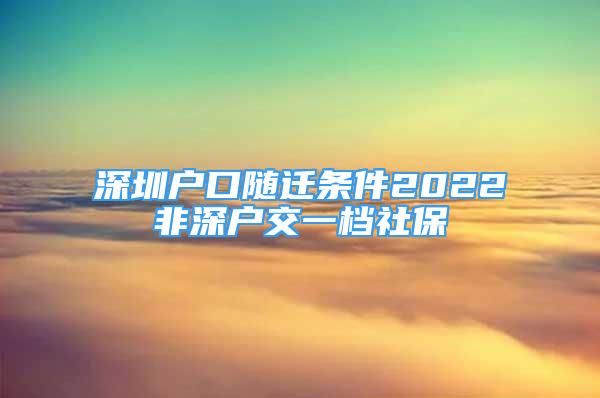 深圳户口随迁条件2022非深户交一档社保