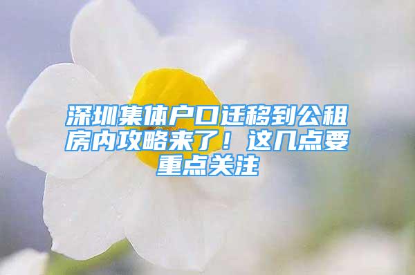 深圳集体户口迁移到公租房内攻略来了！这几点要重点关注