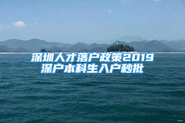 深圳人才落户政策2019深户本科生入户秒批