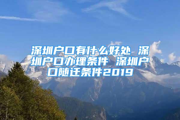 深圳户口有什么好处 深圳户口办理条件 深圳户口随迁条件2019