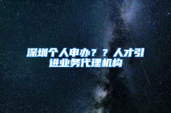 深圳个人申办？？人才引进业务代理机构