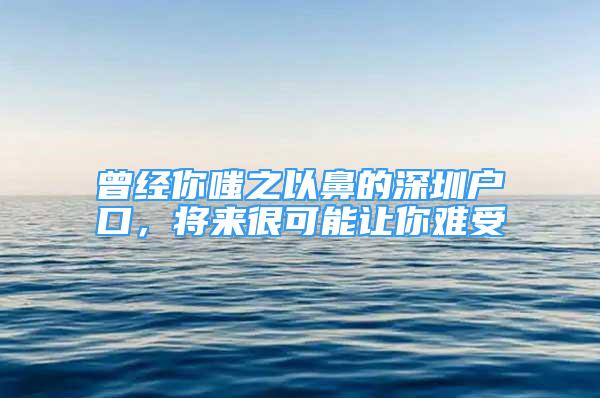 曾经你嗤之以鼻的深圳户口，将来很可能让你难受