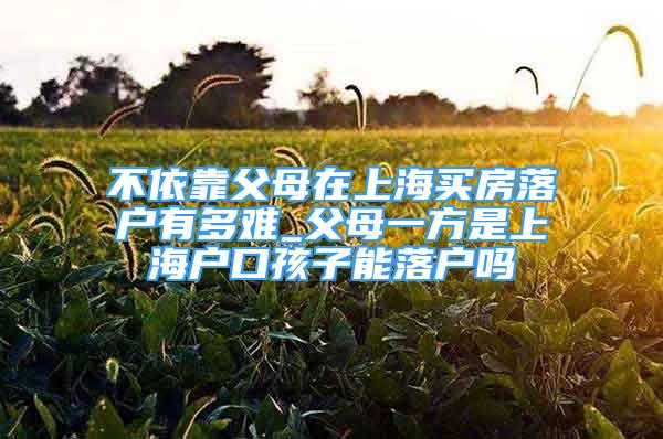 不依靠父母在上海买房落户有多难_父母一方是上海户口孩子能落户吗