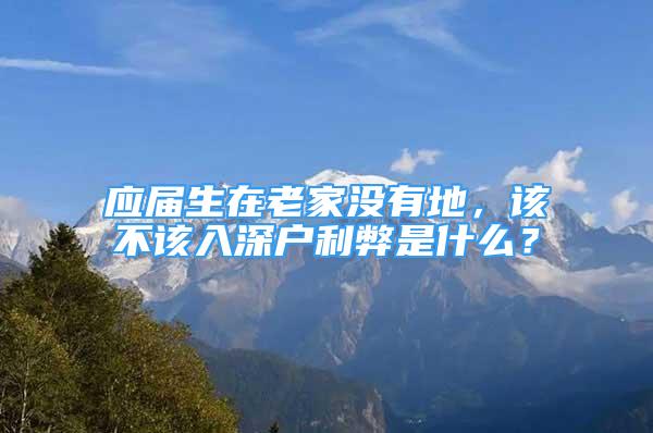 应届生在老家没有地，该不该入深户利弊是什么？