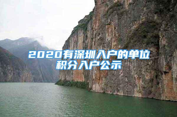 2020有深圳入户的单位积分入户公示