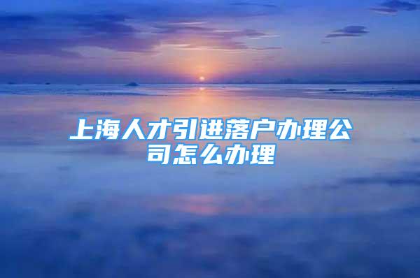 上海人才引进落户办理公司怎么办理