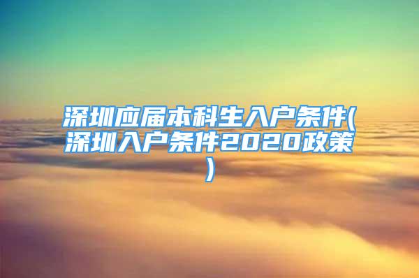 深圳应届本科生入户条件(深圳入户条件2020政策)