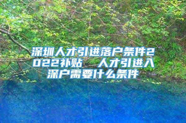 深圳人才引进落户条件2022补贴  人才引进入深户需要什么条件