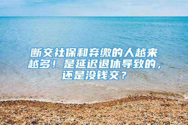 断交社保和弃缴的人越来越多！是延迟退休导致的，还是没钱交？