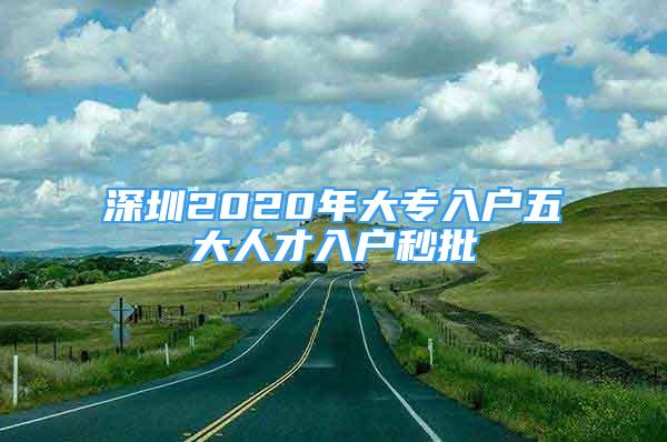 深圳2020年大专入户五大人才入户秒批