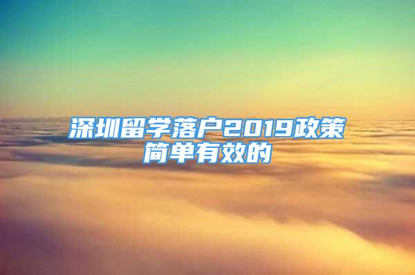 深圳留学落户2019政策简单有效的