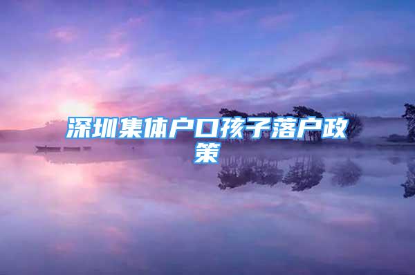 深圳集体户口孩子落户政策