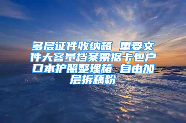 多层证件收纳箱 重要文件大容量档案票据卡包户口本护照整理箱 自由加层拆藕粉