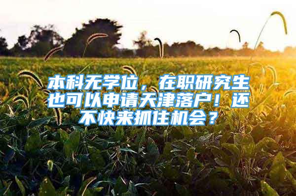 本科无学位，在职研究生也可以申请天津落户！还不快来抓住机会？