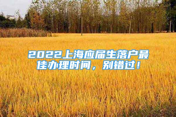 2022上海应届生落户最佳办理时间，别错过！