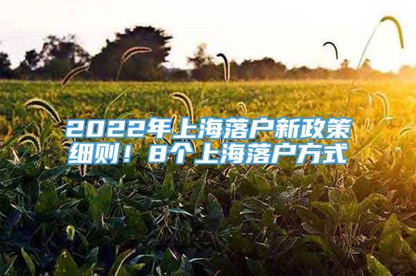 2022年上海落户新政策细则！8个上海落户方式