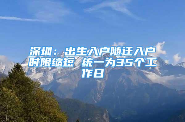 深圳：出生入户随迁入户时限缩短 统一为35个工作日