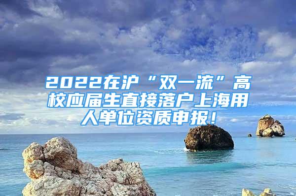 2022在沪“双一流”高校应届生直接落户上海用人单位资质申报！