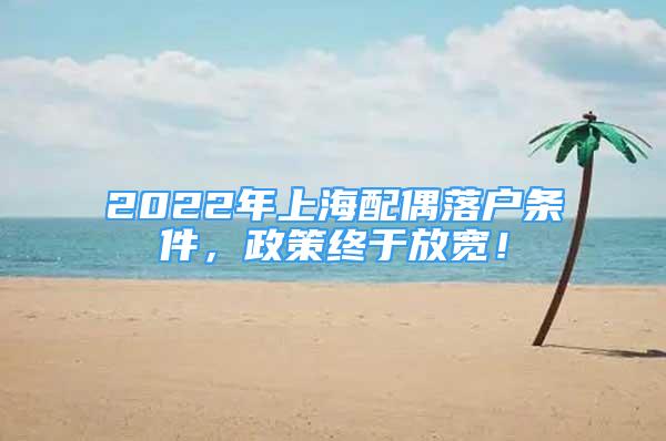 2022年上海配偶落户条件，政策终于放宽！