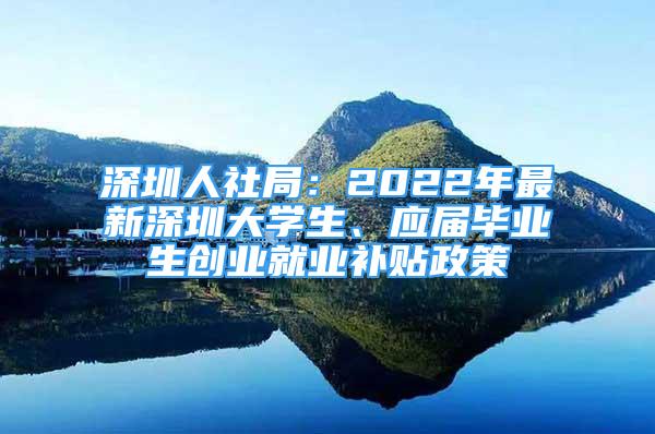 深圳人社局：2022年最新深圳大学生、应届毕业生创业就业补贴政策