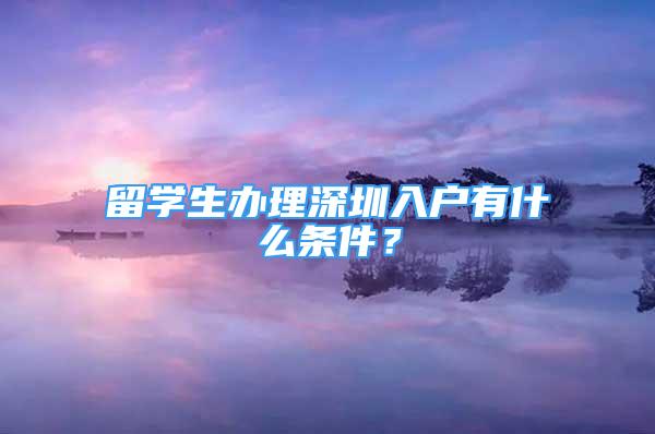 留学生办理深圳入户有什么条件？