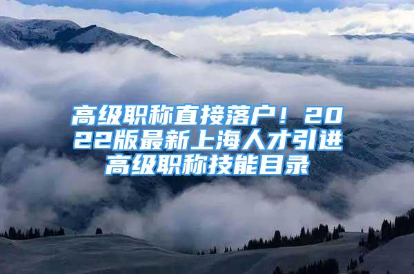 高级职称直接落户！2022版最新上海人才引进高级职称技能目录