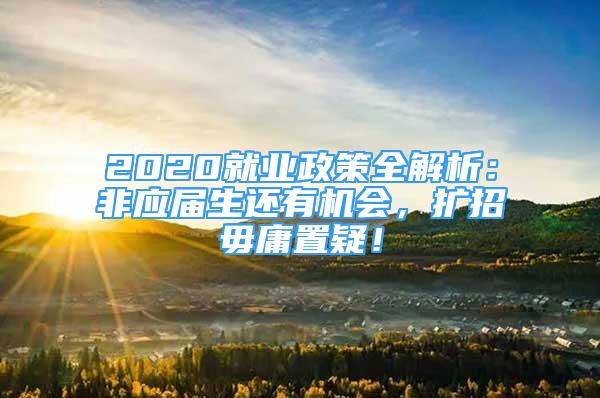 2020就业政策全解析：非应届生还有机会，扩招毋庸置疑！