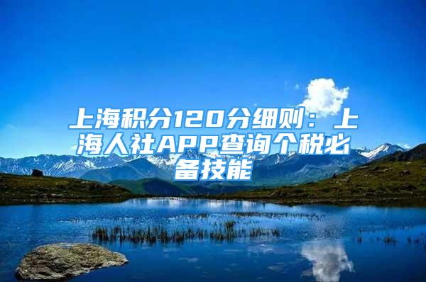 上海积分120分细则：上海人社APP查询个税必备技能