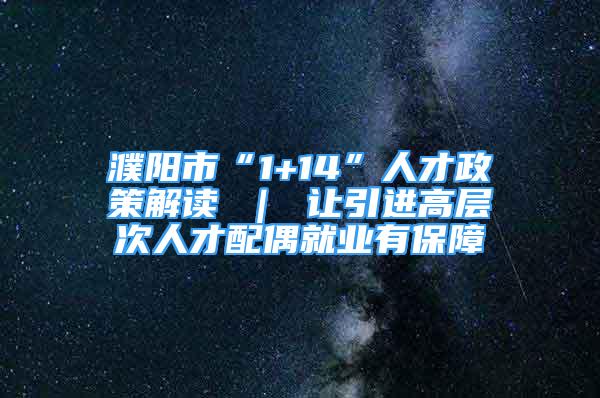 濮阳市“1+14”人才政策解读 ｜ 让引进高层次人才配偶就业有保障