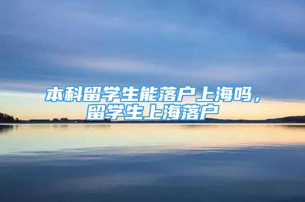 本科留学生能落户上海吗，留学生上海落户