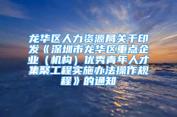 龙华区人力资源局关于印发《深圳市龙华区重点企业（机构）优秀青年人才集聚工程实施办法操作规程》的通知