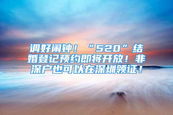 调好闹钟！“520”结婚登记预约即将开放！非深户也可以在深圳领证！