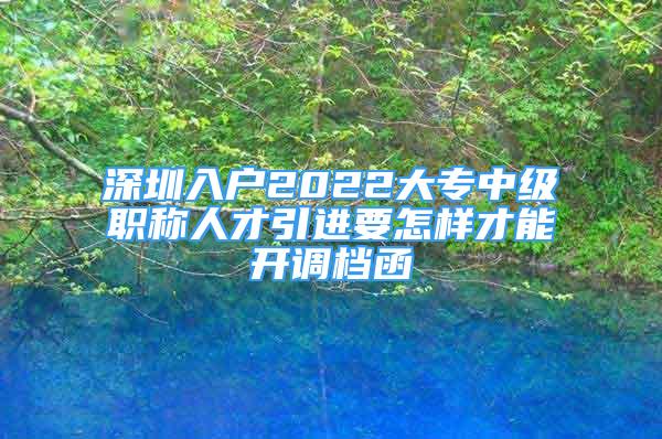 深圳入户2022大专中级职称人才引进要怎样才能开调档函