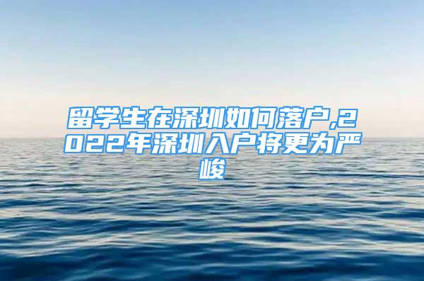 留学生在深圳如何落户,2022年深圳入户将更为严峻