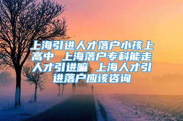 上海引进人才落户小孩上高中 上海落户专科能走人才引进嘛 上海人才引进落户应该咨询