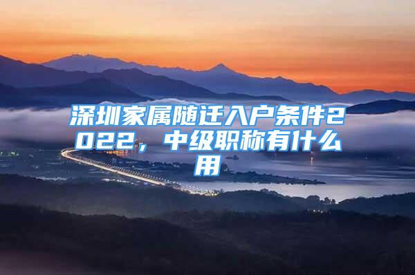 深圳家属随迁入户条件2022，中级职称有什么用