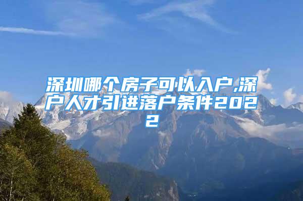 深圳哪个房子可以入户,深户人才引进落户条件2022