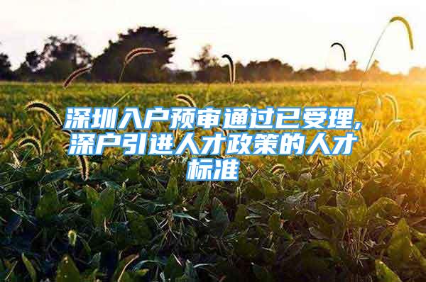 深圳入户预审通过已受理,深户引进人才政策的人才标准