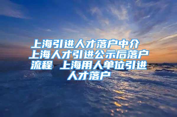 上海引进人才落户中介 上海人才引进公示后落户流程 上海用人单位引进人才落户