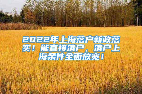 2022年上海落户新政落实！能直接落户，落户上海条件全面放宽！