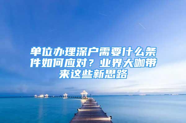 单位办理深户需要什么条件如何应对？业界大咖带来这些新思路