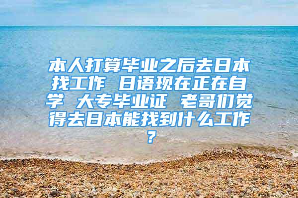 本人打算毕业之后去日本找工作 日语现在正在自学 大专毕业证 老哥们觉得去日本能找到什么工作？