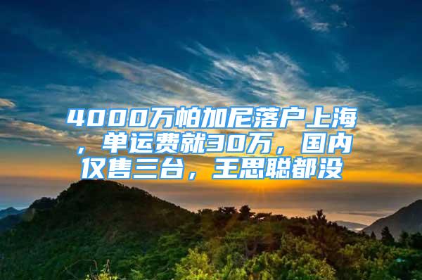 4000万帕加尼落户上海，单运费就30万，国内仅售三台，王思聪都没