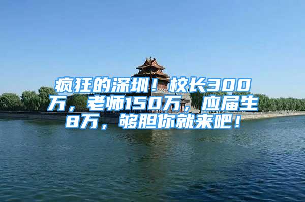 疯狂的深圳！校长300万，老师150万，应届生8万，够胆你就来吧！