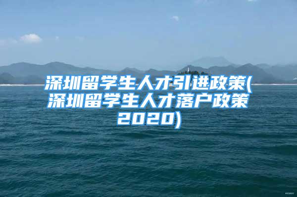 深圳留学生人才引进政策(深圳留学生人才落户政策2020)